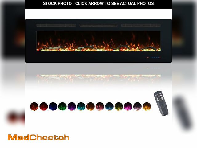 Lot 74-13123113 - Valuxhome Wall Mounted and Recessed 60 Inches Electric Fireplace Inserts with Remote Control, 13 Fla...