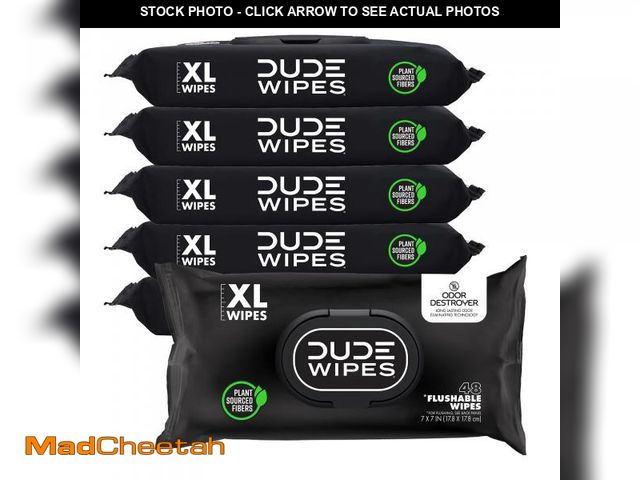 Lot 74-12373992 - DUDE Wipes - Flushable Wipes for Adults - 6 Pack, 288 Count - Odor Destroyer XL - Deodorizing with C...