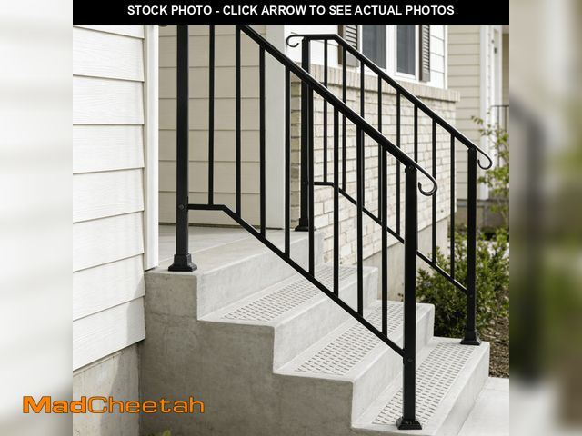 Lot 74-13779543 - Ktaxon Galvanized Iron Handrail for Outdoor 3-4 Step Stairs, Powder Coated, Matte Black - USED