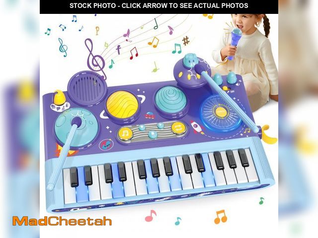 Lot 74-11553910 - Mostop Toddler Musical Toys 5 in 1 Piano Keyboard Xylophone Drum with Microphone, DJ Table Instrumen...