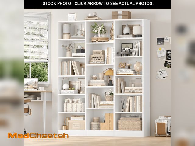 Lot 74-13774503 - Homfa Triple Row 6-tier Bookshelf, 74 in Tall Bookshelf with 17 Open Display Shelves, Large Bookcase...