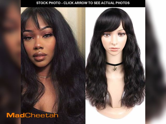 Lot 74-12333603 - WIGNEE 100% Virgin Human Hair Wig Natural Wave Wigs with Bangs Brazilian Human Hair Wave Wigs Natura...