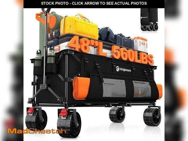 Lot 74-14283272 - Originsure 48" L Collapsible Wagon Cart Foldable, 560lbs Weight Capacity 300L Heavy Duty Folding Bea...