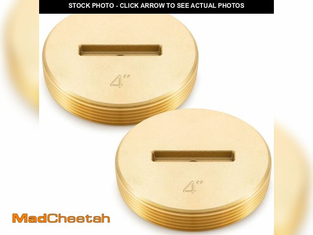 Lot 74-12844379 - MorningRo 2 Pcs 4 Inch Slotted Brass Cleanout Plug Sewer Cleanout Plug Wrench Sewer Cleanout Cap for...