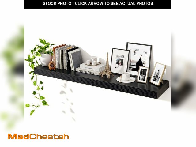 Lot 74-12785545 - (ONE CORNER IS CHIPPED) Axeman 48Inch Floating Shelves for Wall, Rustic Wood Shelves for Bedroom, Ba...