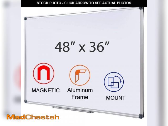 Lot 74-12512309 - *SEE DETAILS* DexBoard 48" x 36" Magnetic Whiteboard for Wall Mount | Large Dry Erase Board with Alu...