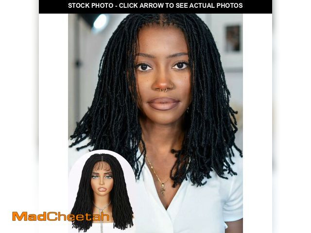 Lot 74-14333847 - FANCEE Full Lace Short Faux Locs Wig with Baby Hair Pre Plucked Knotless Square Part Straight Pencil...
