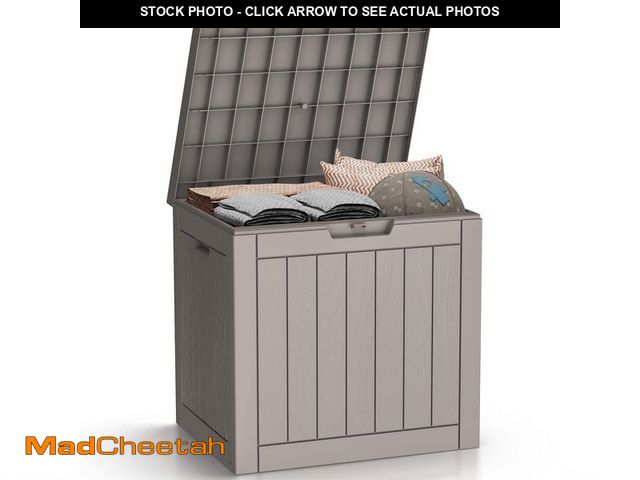 Lot 74-14374993 - EasyUp 31 Gal. Light Brown Resin Outdoor Storage Deck Box - USED