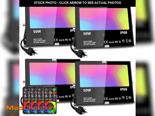 Lot 74-13572020 - MELPO Led Flood Light 500W Equivalent, RGBW Led Outdoor Lights Colored Floodlight with Remote,50W,50...