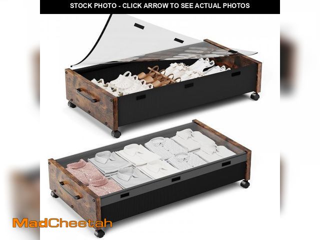 Lot 74-12122415 - Under Bed Storage with Wheels, Rolling Underbed Storage Drawers, Wooden Under the Bed Storage with R...