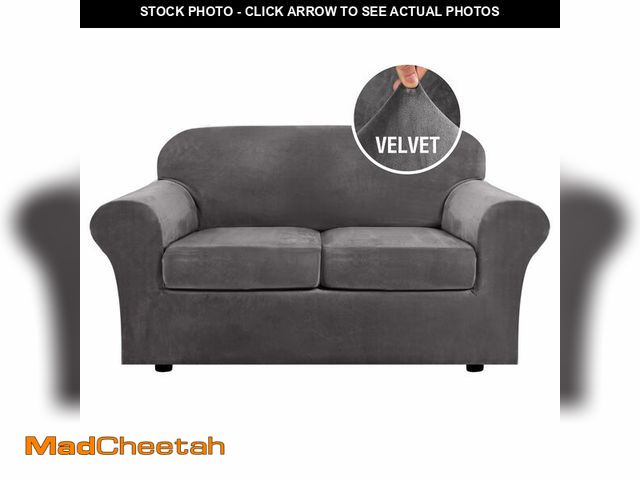 Lot 74-13625469 - H.VERSAILTEX Real Velvet Plush 3 Piece Stretch Sofa Covers Couch Covers for 2 Cushion Couch Loveseat...