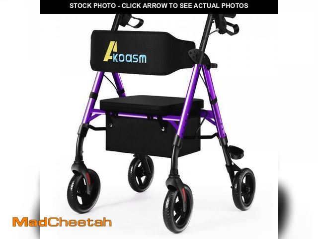 Lot 74-12513764 - Lightweight Foldable Rollator Walkers for Seniors with Seat - Adult Rolling Walker with Seat and Bra...