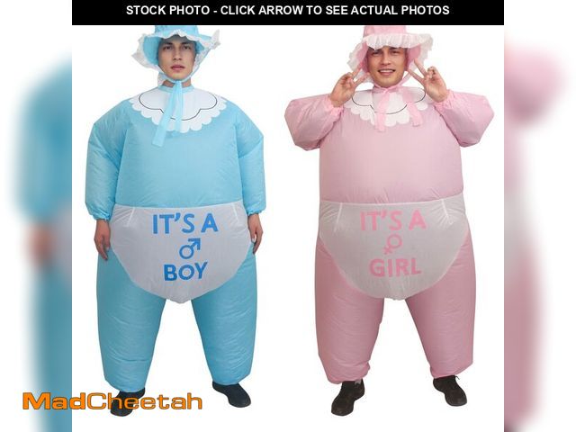 Lot 74-12437621 - IRETG Inflatable Baby Sumo Costume for Adults Funny Blow Up Costume for Baby Gender Reveal Party (Bl...
