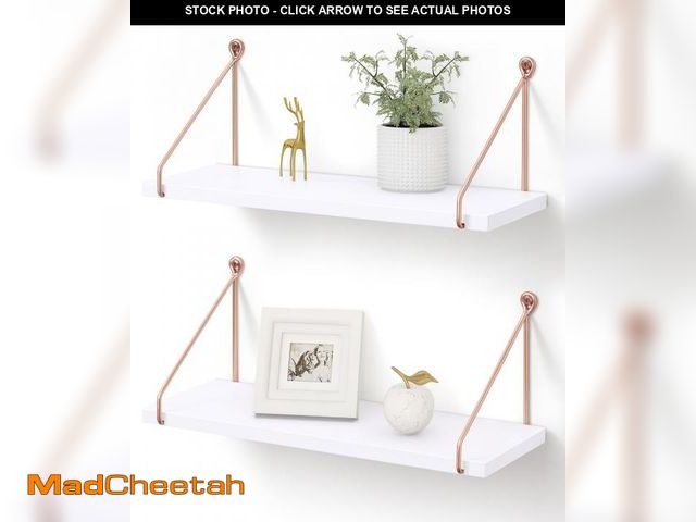 Lot 74-12303018 - Afuly Floating Shelves for Wall, Metallic Gold White Wall Mounted Shelves, Shelves for Bathroom Kitc...