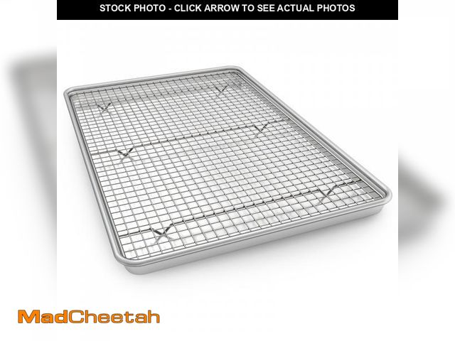 Lot 74-12307478 - Half Sheet Pans with Rack Set, 18 Inch Commercial Quality Baking Sheet Pan Set, Natural Aluminum Coo...