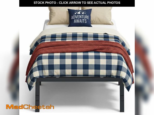 Lot 74-14305945 - VASAGLE Twin Metal Bed Frame 18 Inches Tall, 550 lb Weight Capacity, No Box Spring Needed, with Unde...