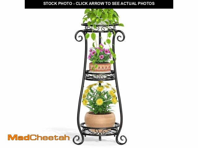 Lot 74-14210652 - LASZOLA 3 Tier Black Metal Plant Stand for Multiple Large Planters Indoor Outdoor Organizer, Heavy D...