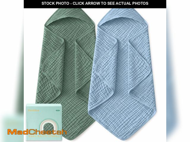 Lot 74-14215590 - Yoofoss Hooded Baby Towels for Newborn 2 Pack 100% Muslin Organic Cotton Baby Bath Towel with Hood f...