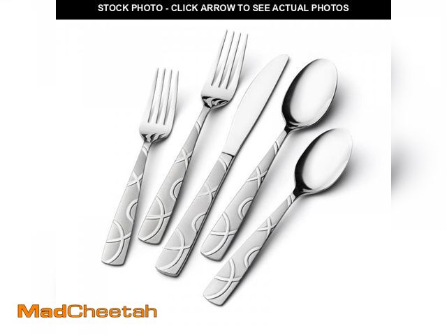 Lot 74-11551136 - HIKAA 40PCS Stainless Steel Silverware Set, Modern Flatware Set for Kitchen, Mirror Polished Cutlery...