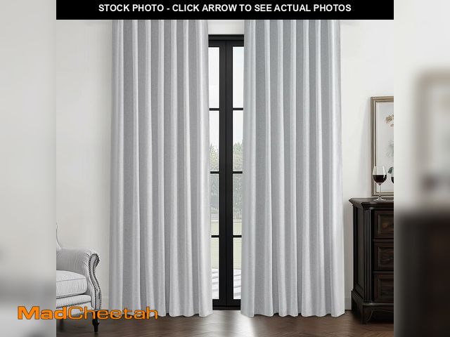 Lot 74-13716852 - Light Grey Blackout Curtains 84 Inch Length 2 Panels Set for Bedroom, Modern Faux Linen Room Darkeni...