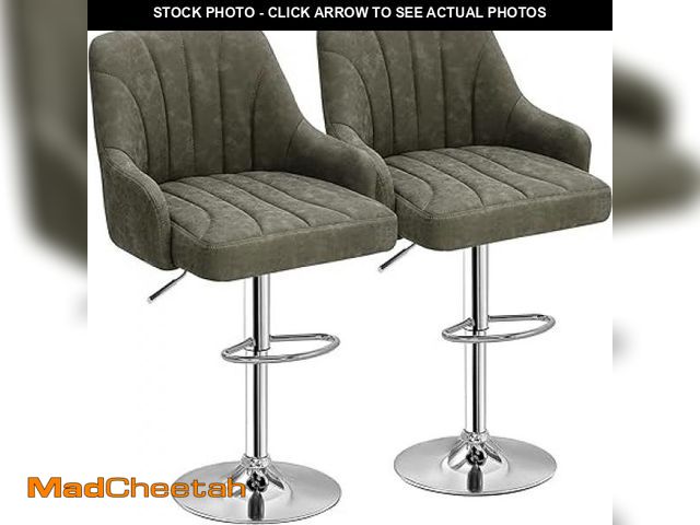 Lot 74-12399411 - VECELO Bar Stools Set of 2, Adjustable Barstools, Counter Height Stools with Back and Arm, Kitchen I...