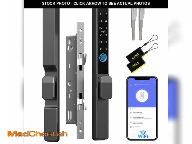 Lot 74-14144572 - Anweller 2085 Mortise Sliding Glass Door Lock, Smart Fingerprint Code Keypad RFID Remote App Electro...