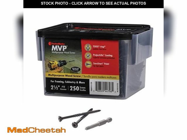 Lot 74-14329311 - FastenMaster #10 x 2-1/2 in. Torx Suresink Flat Head Screws (250-Pack) - UNUSED
