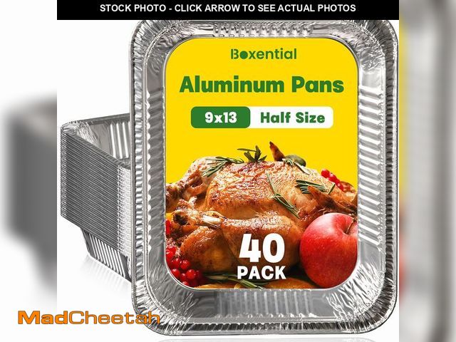 Lot 74-13948134 - Boxential 9x13 Aluminum Pans [40 Pack], Extra Heavy Duty Half Size Disposable Aluminum Foil Pans, De...