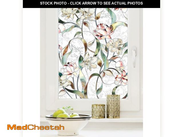Lot 74-12827532 - Artscape Begonia | Privacy Window Film with Vibrant Colored Pattern | Non-Adhesive &amp; UV Protecti...