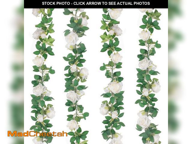 Lot 74-14302873 - TELDRASSIL 4Pcs(26 FT) Artificial Rose Vine Fake Flower Garland Fake Silk Rose Hanging Vine for Wedd...