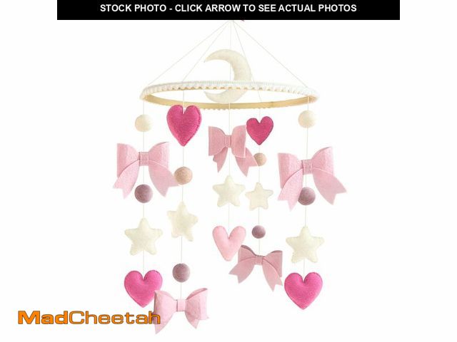 Lot 74-14214166 - Teeloray Baby Mobile for Crib Pink Bow Baby Crib Mobile for Girls Handmade Coquette Bow Nursery Deco...