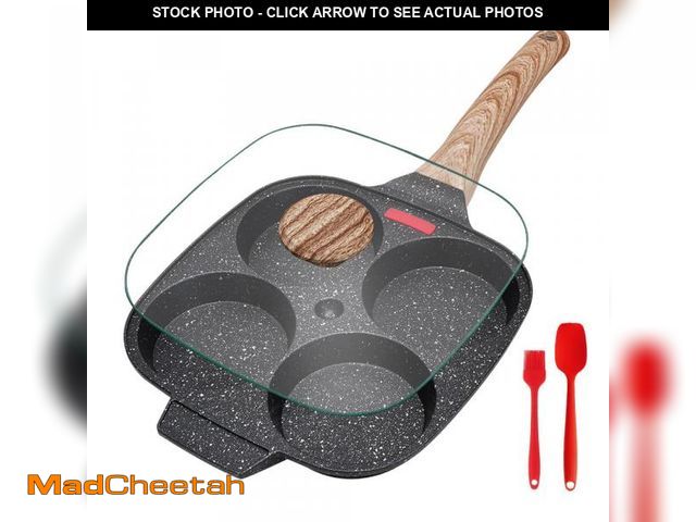 Lot 74-11547464 - Bobikuke Fried Egg Pan, Egg Frying Pan with Lid Nonstick 4 Cups Pancake Pan Aluminium Alloy Cooker f...
