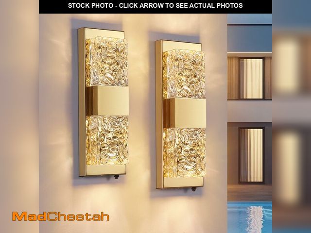 Lot 74-12877404 - HITOO Dusk to Dawn Outdoor Lighting Fixture Wall Mounted - 14.2'' Waterproof Wall Sconce 12W LED Cry...