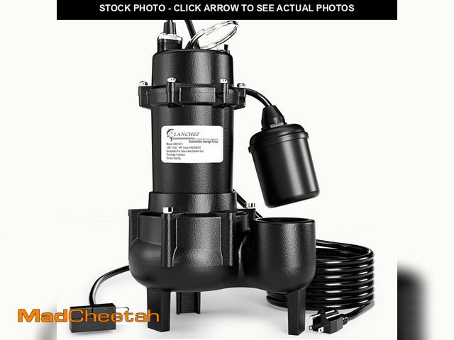 Lot 74-13696845 - LANCHEZ 1HP 6600 GPH Submersible Sewage Pump, Heavy Duty Cast Iron Effluent Pump with Automatic Teth...