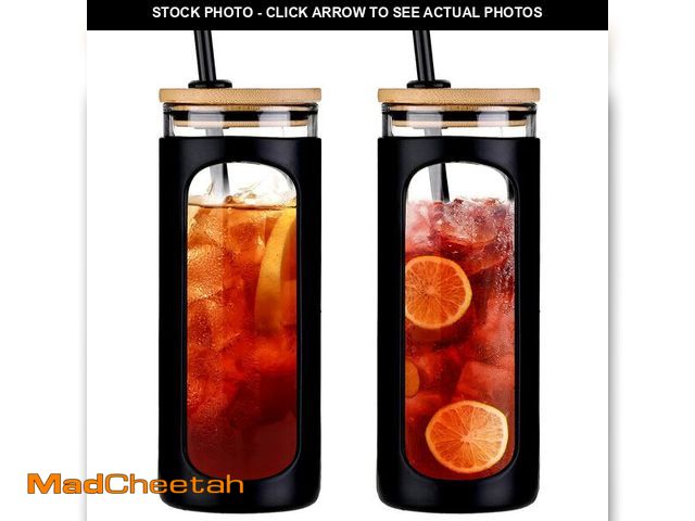 Lot 74-13626744 - Kodrine 20oz Glass Tumbler with Straw and Lid, Bamboo Lids Water Bottle, Reusable Iced Coffee Cups, ...