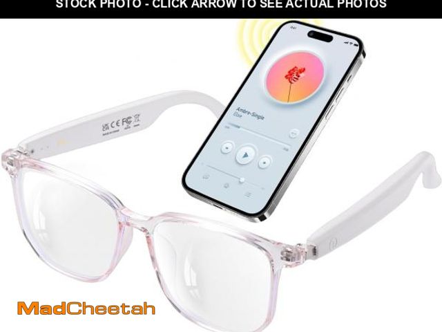 Lot 74-12326712 - GenXenon Smart Glasses for Women, Clear Frame Blue Light Glasses, Magnetic Charging, Open-Ear Design...