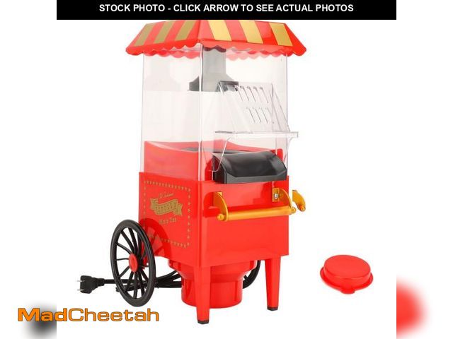 Lot 74-12486554 - Vintage Popcorn Machine, 50g Per Batch, Electric Popper For Movie Night, Wheeled Cart Design - UNUSE...