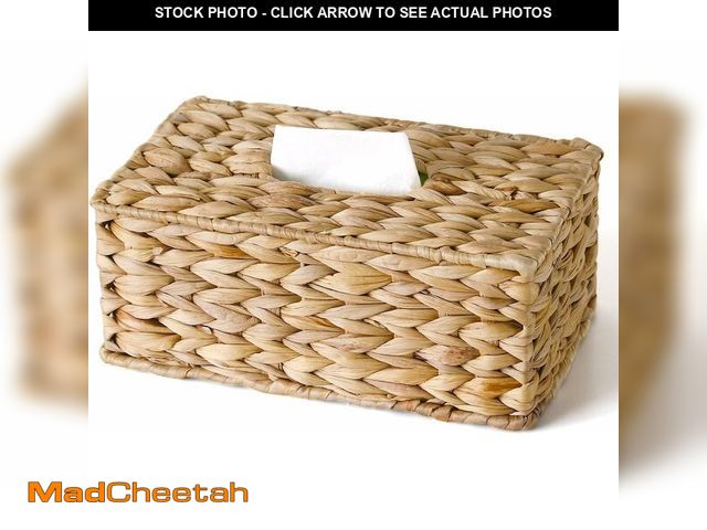 Lot 74-13583448 - Rectangle Wicker Tissue Box Cover Fits 120-Count (3-Ply) / 160-Count (2-Ply) Boxes, Natural Rattan W...