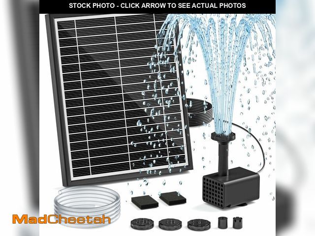 Lot 74-13964459 - PONDIA Solar Fountain Pump for Bird Bath, 5.5W Solar Pond Pump with 9.8ft Power Cord, 5 Spray Modes ...