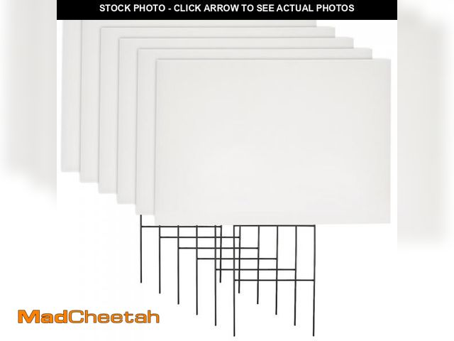 Lot 74-11545781 - 6-Pack Corrugated Plastic Yard Signs with Stakes 17x12 for Outdoor, Garage Sale Supplies, Estate Sal...