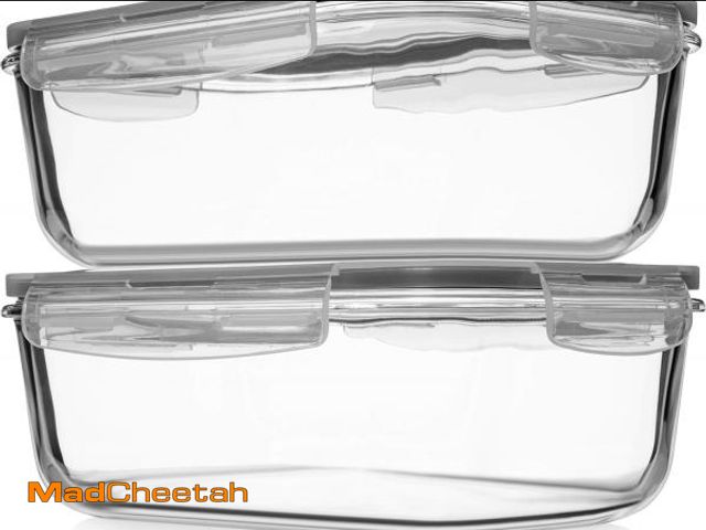 Lot 74-12511651 - Razab 63oz 8 Cups 1860ml Large Glass Storage Containers with Lids Set of 2 , Leakproof Glass Meal Pr...