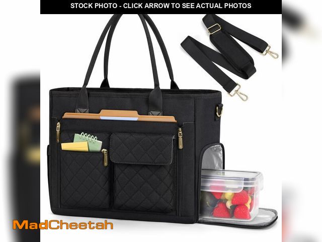 Lot 74-13573800 - RAINSMORE Teacher Tote Bag with Insulated Lunch Compartment 15.6 inch Laptop Bag for Women Lightweig...