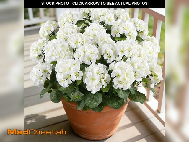 Lot 74-14264387 - AmberFun Artificial Geranium Flowers for Outdoors, 6 Bundles Realistic Silk Fake Geranium, No Fade F...