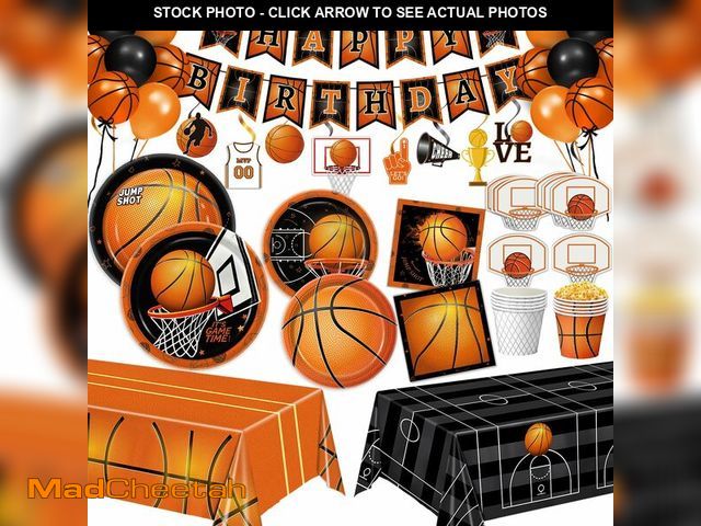 Lot 74-14205041 - 155 PCS Basketball Party Decorations - Basketball Party Supplies - Plates, Napkins, Cups, Basket Car...