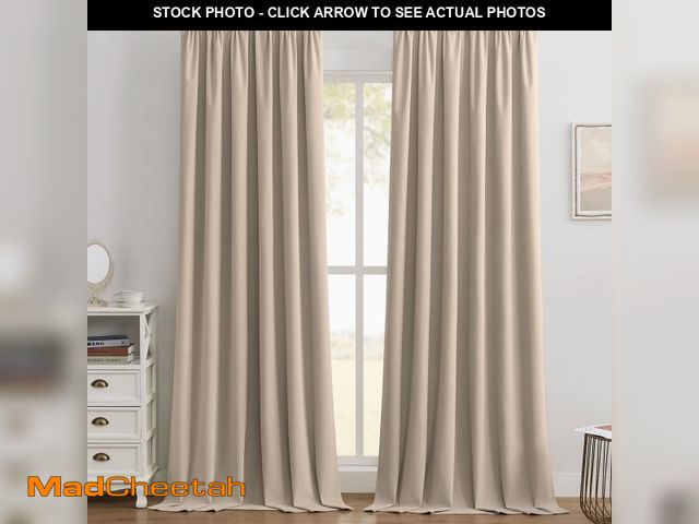 Lot 74-12217198 - Joydeco Beige 100% Blackout Curtains 84 Inch 2 Panels, Luxury Thermal Beige Velvet Curtains for Bedr...