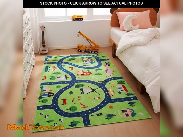 Lot 74-13582963 - Basics Kids Washable Area Rug, Printed Carpet Play Mat for Living Room, Bedroom, Nursery, Classroom,...