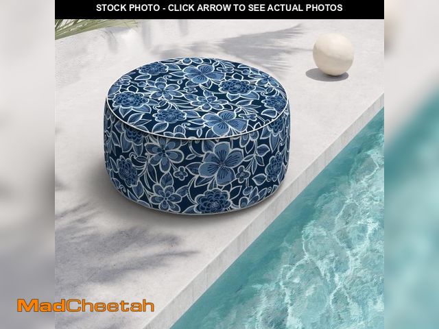 Lot 74-12052842 - TWLEAR Indoor/Outdoor Inflatable Ottoman, All Weather Ottoman Pouf D31 x H14 inch, Round Foot Rest O...
