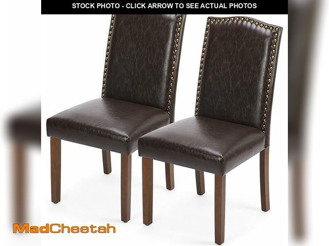 Lot 74-12695516 - DUMOS Upholstered Dining Chairs?Set of 2 PU Leather Dining Room Kitchen Chair with Nailhead Trim and...