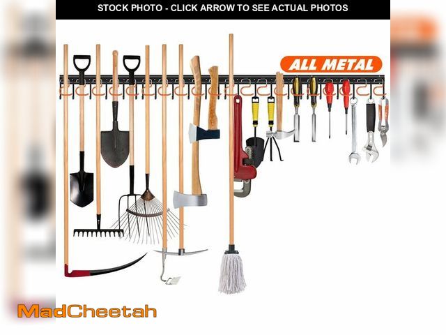 Lot 74-12718183 - TVKB 68'' All Metal Garden Tool Organizer Wall Mount Garage Tool Organizers and Storage Broom Holder...