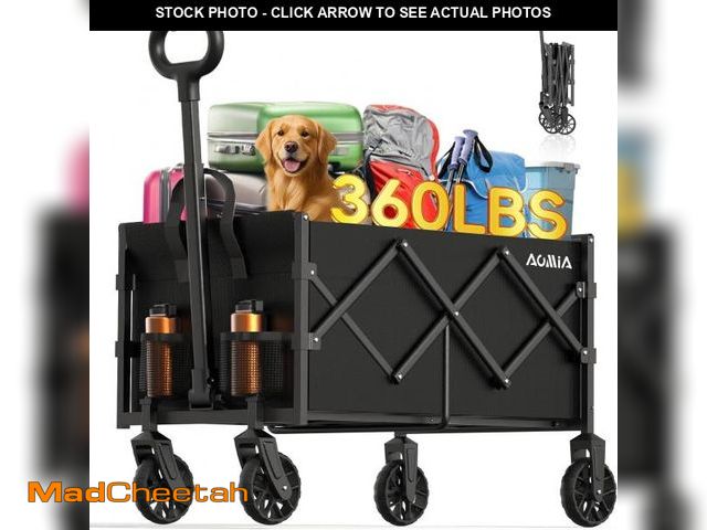 Lot 74-12324998 - Collapsible Foldable Wagon with Wheels Heavy Duty Folding Wagons Carts 360LBS Weight Capacity Portab...